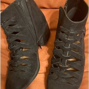 Qupid Black Strappy Ankle Boots